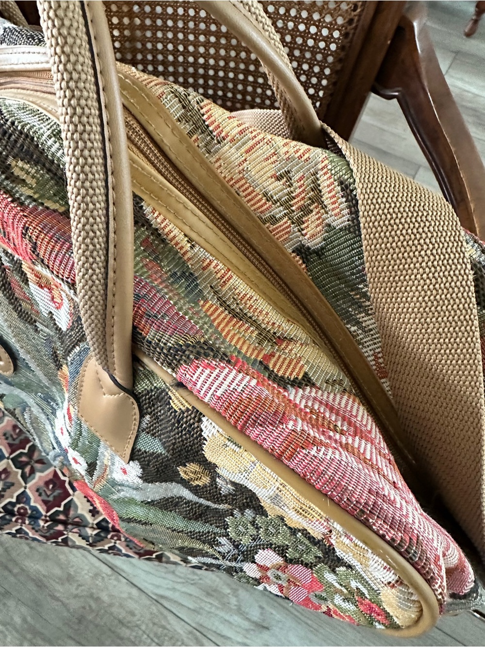Vintage Adolfo Floral Tapestry Travel Duffel Bag - Picture 6 of 12